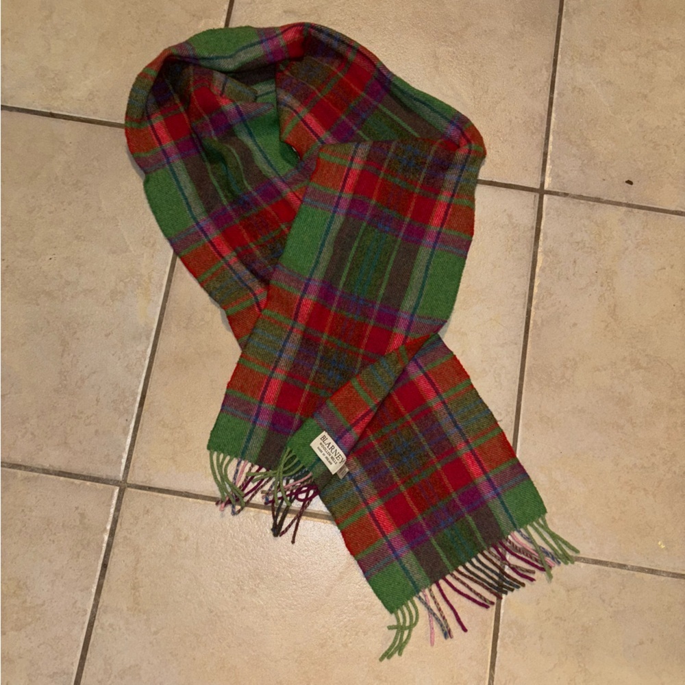 Blarney Woollen Mills 100% Lambswool Irish Scarf In Fall Check Plaid
